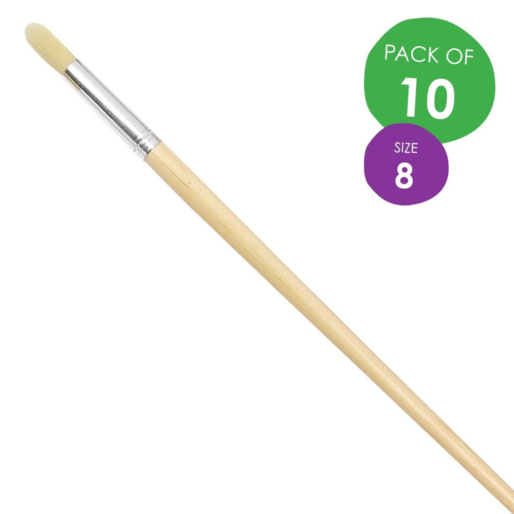 Round Paint Brushes Size 8 Nylon Pack of 10 Paint Brushes