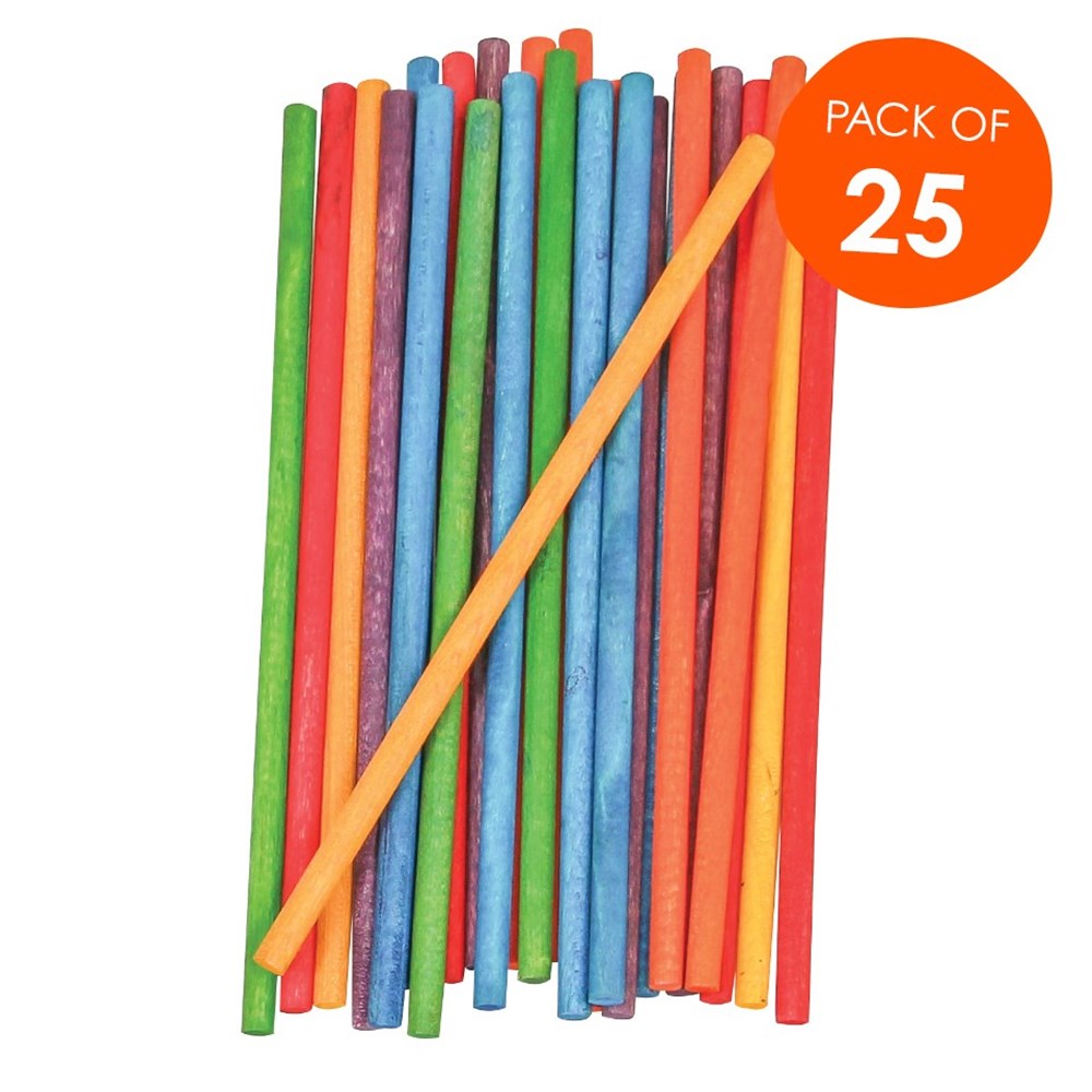 Wooden Dowel Coloured Pack of 25 Collage & Craft CleverPatch