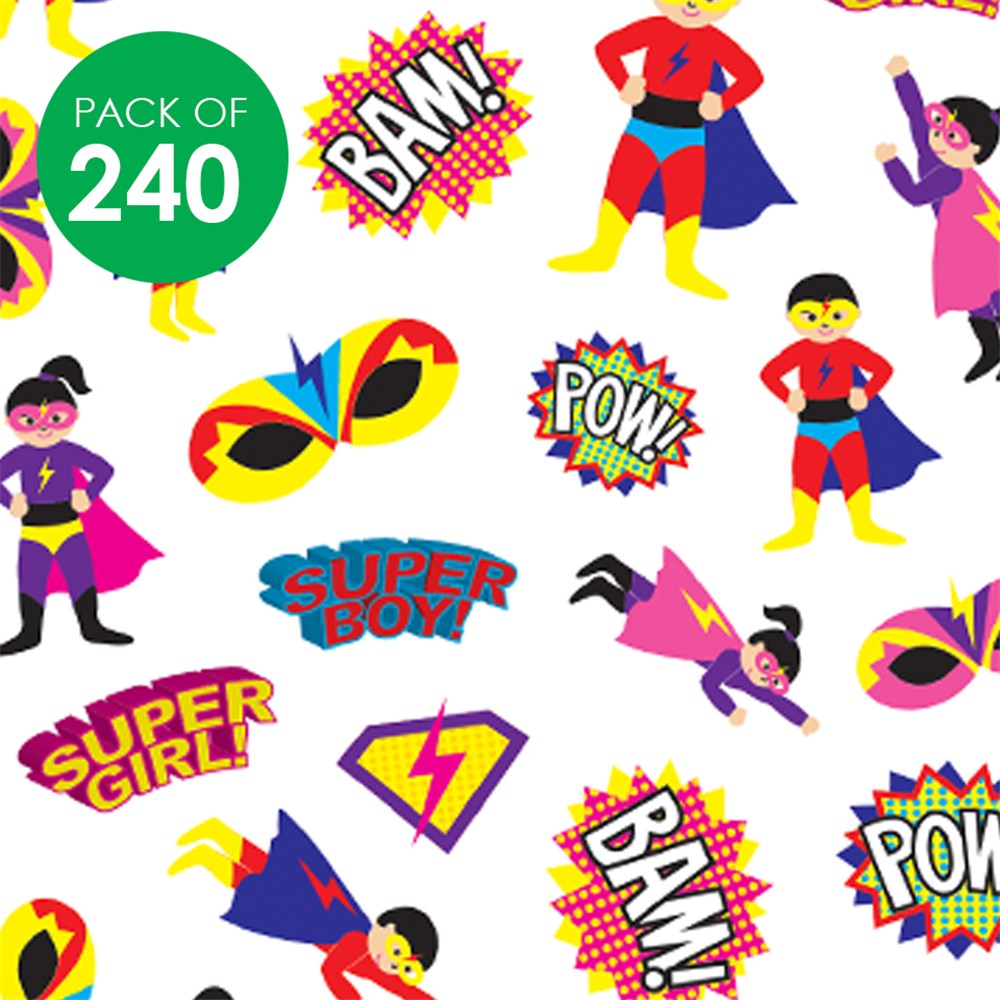 Super Hero Stickers - Pack of 240 | Paper & Card | CleverPatch - Art