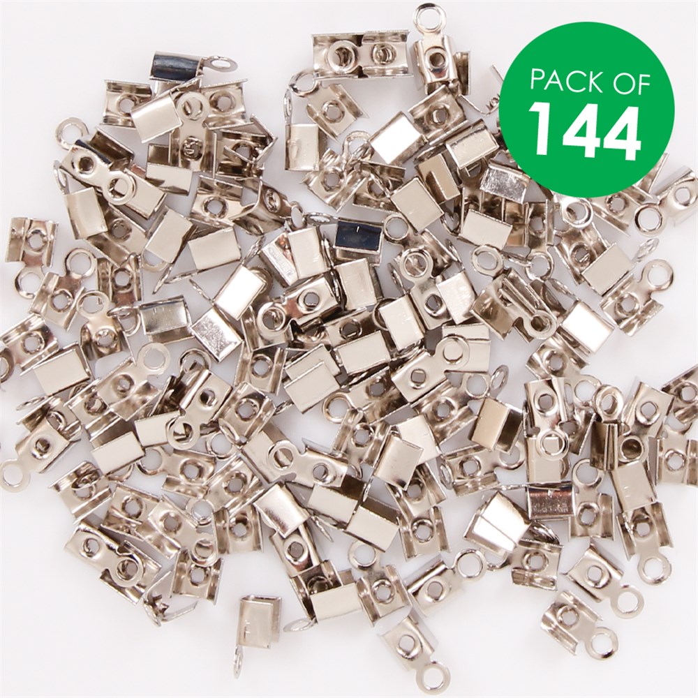 Leather Ends - Silver - Pack of 144 | CleverPatch - Art & Craft Supplies