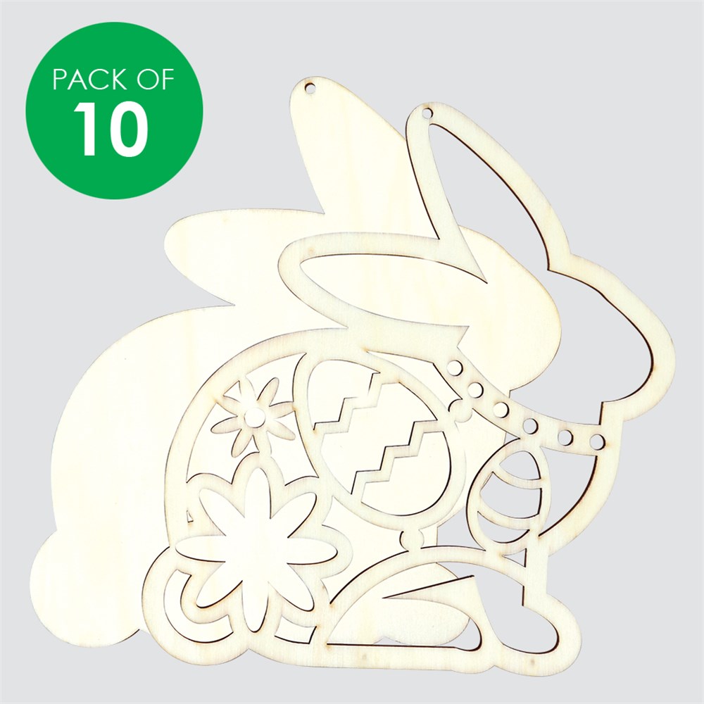 Wooden Layered Bunny Ornaments Pack of 10 CleverPatch CleverPatch