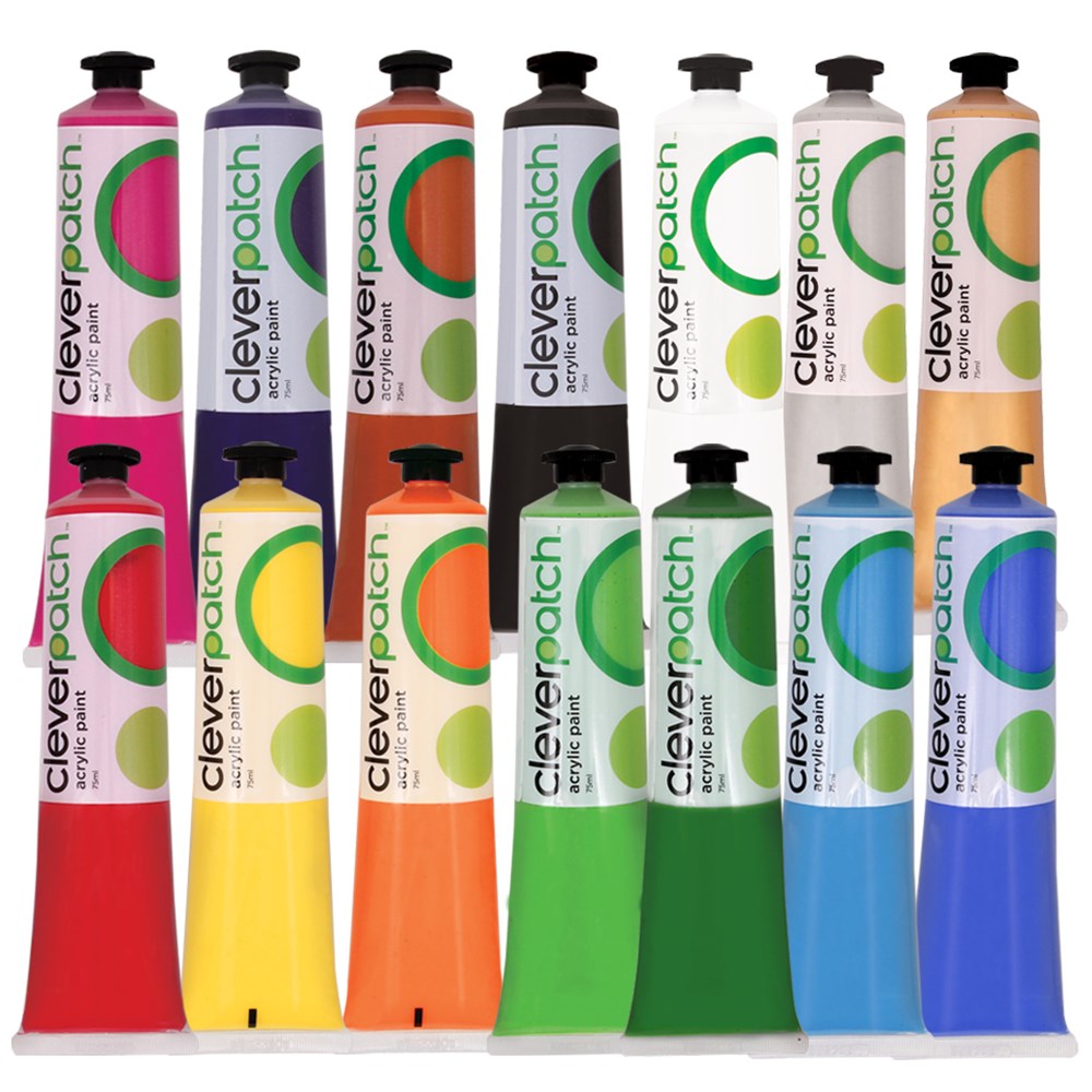 CleverPatch Acrylic Paint Tubes 75ml Set of 14 Colours