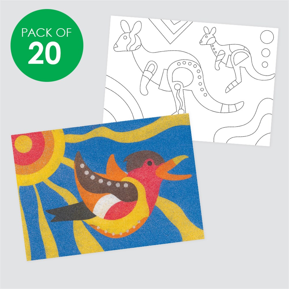 Sand Art Sheets Aussie Animals Pack of 20 CleverPatch