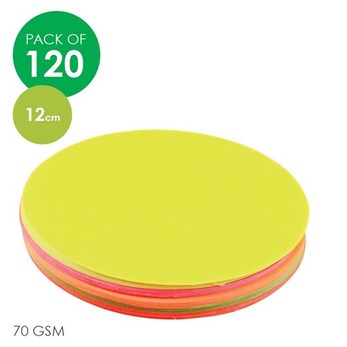 BRENEX Fluorescent Paper Circles - 12cm - Pack of 120