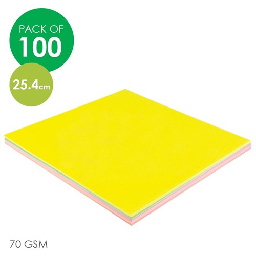 BRENEX Fluorescent Paper Squares - 25.4cm - Pack of 100