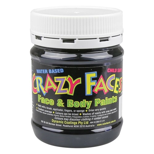 Crazy Faces Face & Body Paint - Black - 250ml