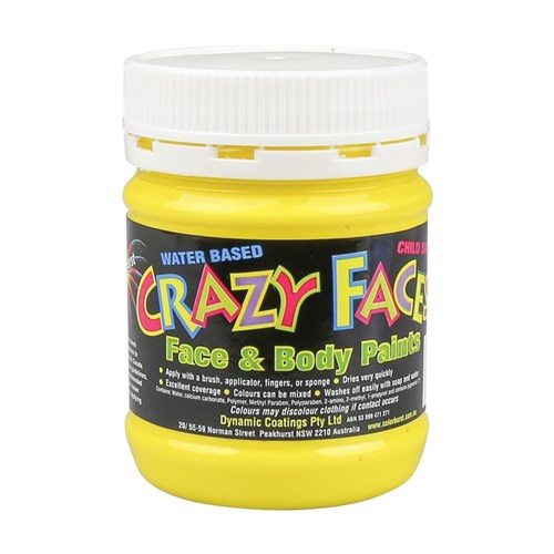 Crazy Faces Face & Body Paint - Yellow - 250ml