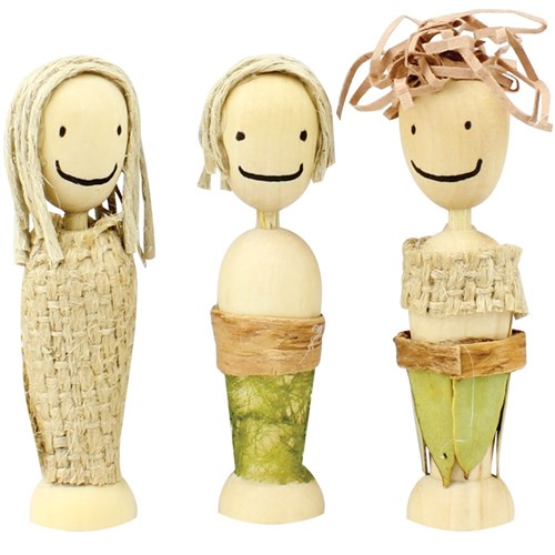 Wooden Bead Dolls Pack of 10 Wood CleverPatch Art & Craft Supplies