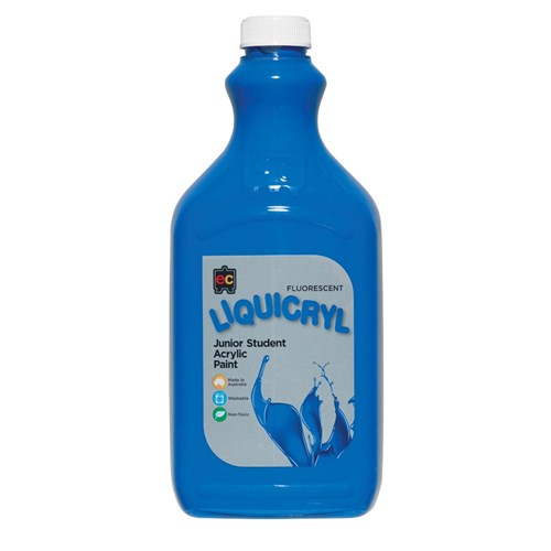 EC Liquicryl Fluorescent Junior Student Acrylic Paint - Blue - 2 Litres