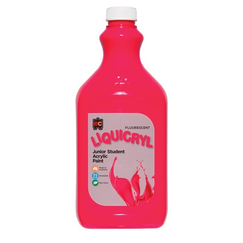 EC Liquicryl Fluorescent Junior Student Acrylic Paint - Pink - 2 Litres