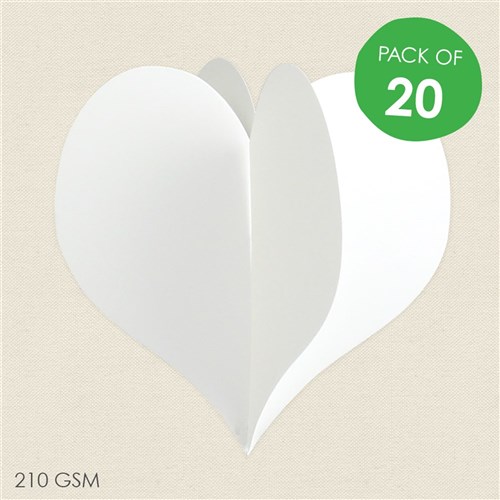 Cardboard 3D Hearts - White - Pack of  20