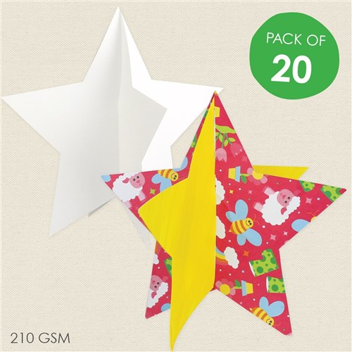 Cardboard 3D Stars - White - Pack of 20