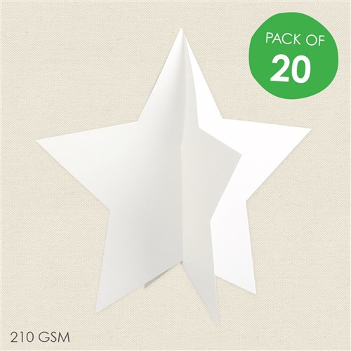 Cardboard 3D Stars - White - Pack of 20