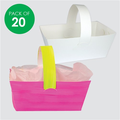 Cardboard Baskets - White - Pack of 20