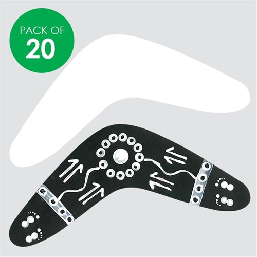 Cardboard Boomerangs - White - Pack of 20