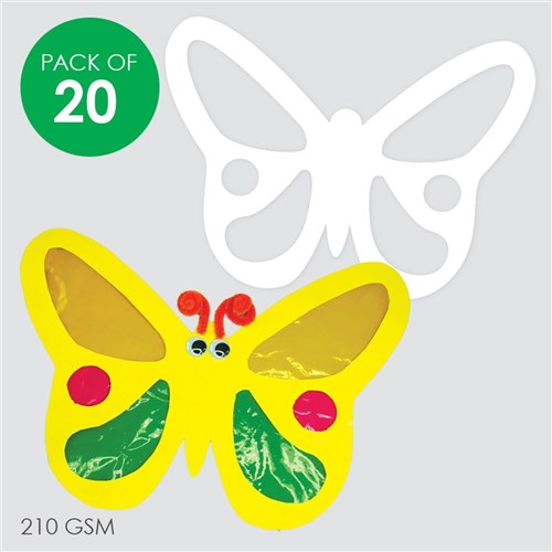 Cardboard Butterfly Cutouts - White - Pack of 20