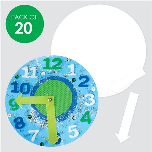 Cardboard Clocks - White - Pack of 20