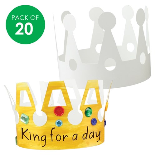 Cardboard Crowns - White - Pack of 20