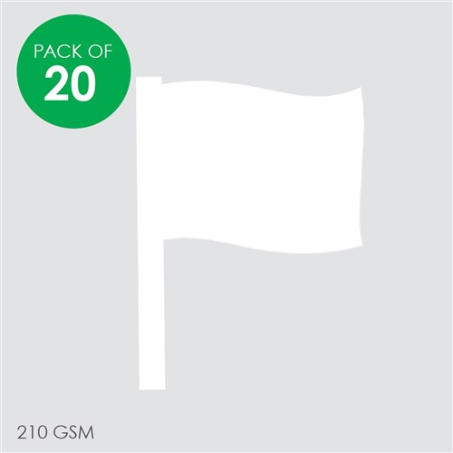 Cardboard Flags - White - Pack of 20