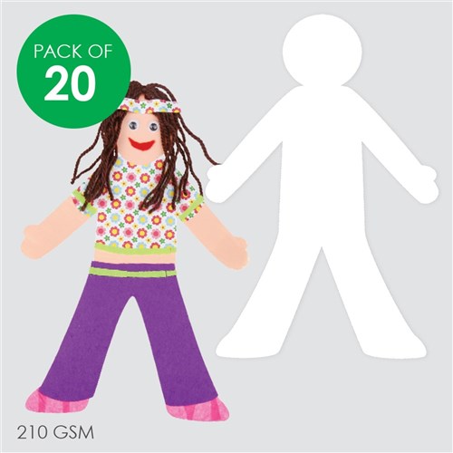 Cardboard Dolls - White - Pack of 20