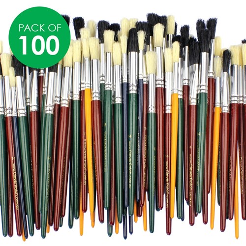 CleverPatch Round Paint Brushes - Assorted - Pack of 100