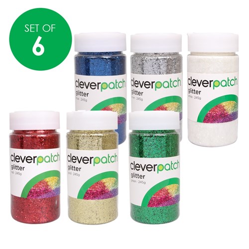 CleverPatch Glitter - 245g Shaker Tubs - Set of 6 Colours