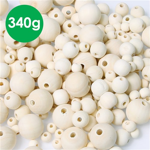 Wooden Beads - Natural - 340g Pack