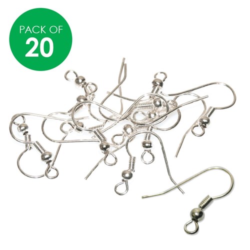 Shepherd Hooks - Silver - Pack of 20