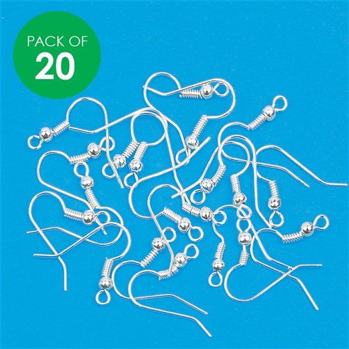 Shepherd Hooks - Silver - Pack of 20