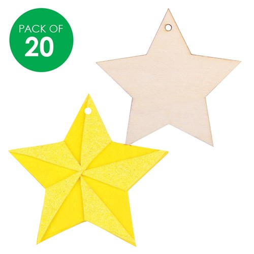 Wooden Star Shapes - Pack of 20