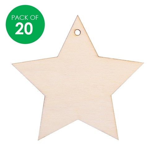 Wooden Star Shapes - Pack of 20