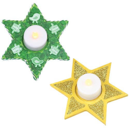 Wooden Candle Holders - Star - Pack of 10