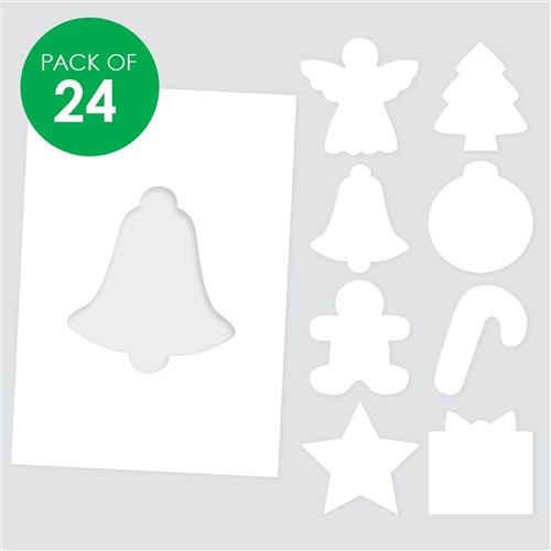 Cardboard Christmas Cutout Cards - White - Pack of 24
