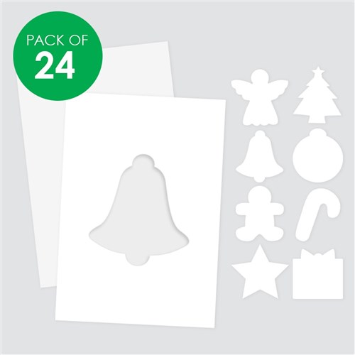 Cardboard Christmas Cutout Cards - White - Pack of 24