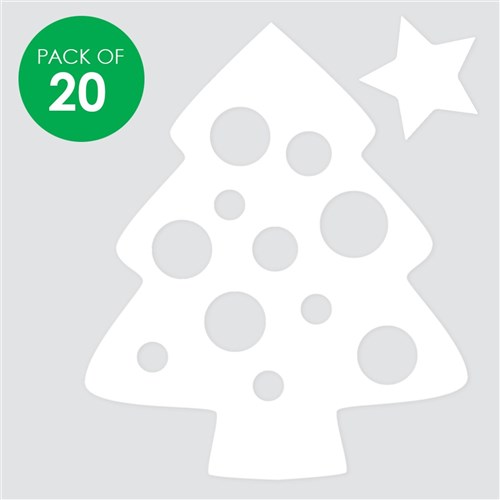 Cardboard Christmas Tree Cutouts - White - Pack of 20