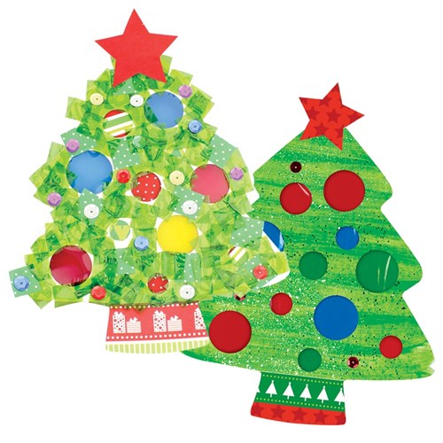 Cardboard Christmas Tree Cutouts - White - Pack of 20