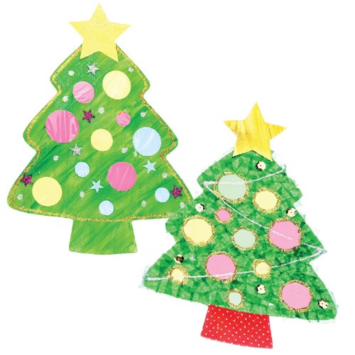 Cardboard Christmas Tree Cutouts - White - Pack of 20