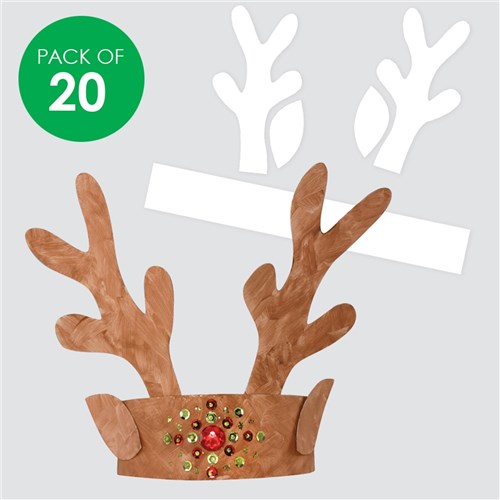 Cardboard Reindeer Antlers - White - Pack of 20