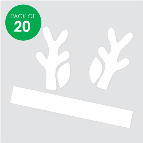 Cardboard Reindeer Antlers - White - Pack of 20