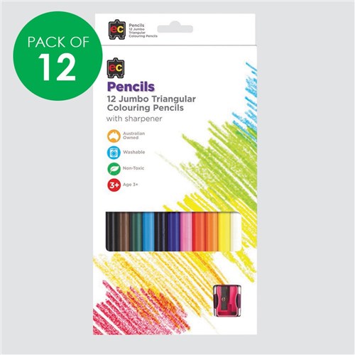 EC Jumbo Triangular Colouring Pencils - Pack of 12