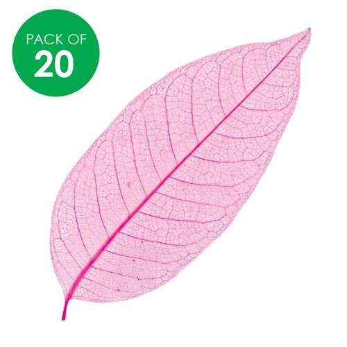 Skeleton Leaves - Pink - Pack of 20