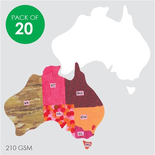 Cardboard Australia Shapes - White - Pack of 20