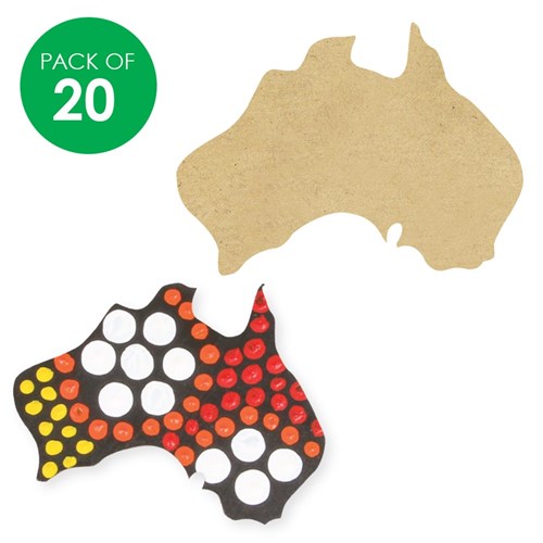 Wooden Mainland Australia Shapes - Pack of 20