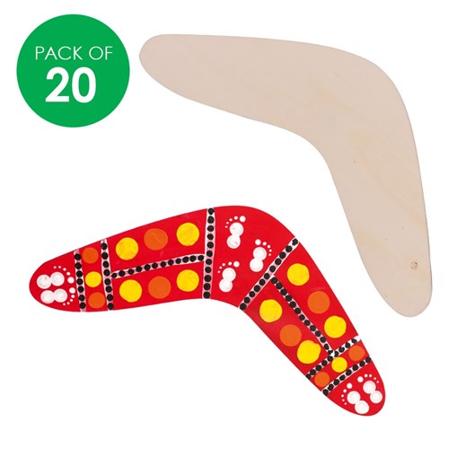 Wooden Boomerang Shapes - Small - Pack of 20