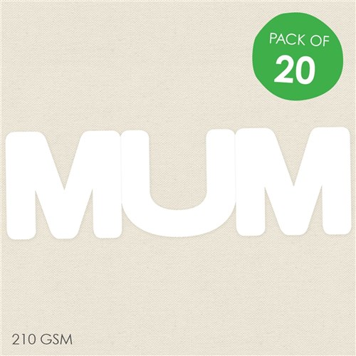 Cardboard MUM Cards - White - Pack of 20