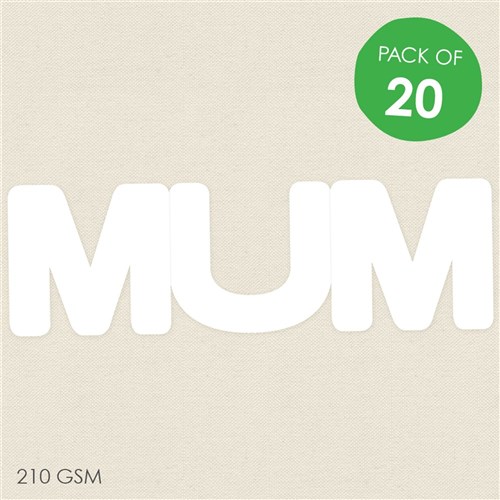 Cardboard MUM Cards - White - Pack of 20