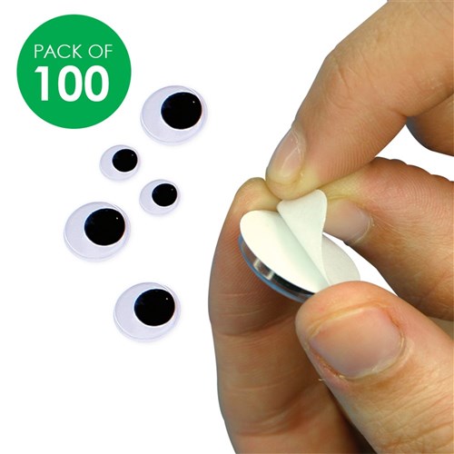 Wiggle Eyes Stick On - Black - Pack of 100
