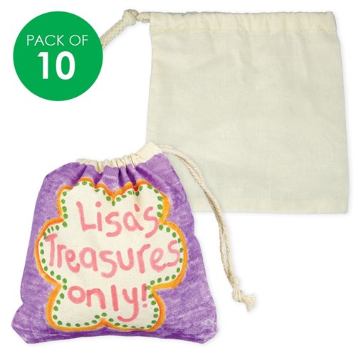 Cotton Drawstring Bags - Pack of 10