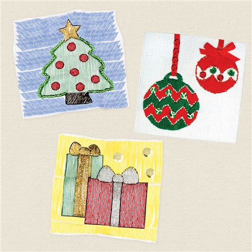 Christmas Printed Embroidery Squares - Pack of 12