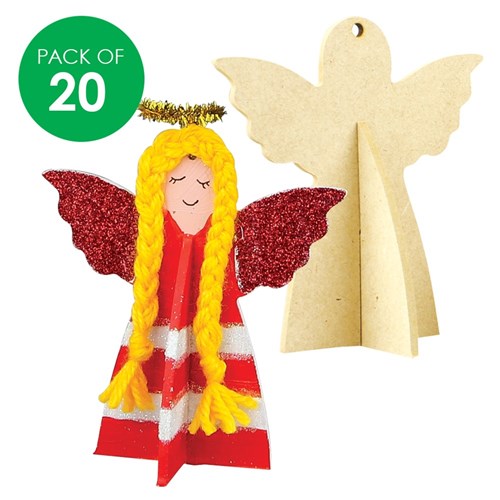 3D Wooden Angels - Pack of 20